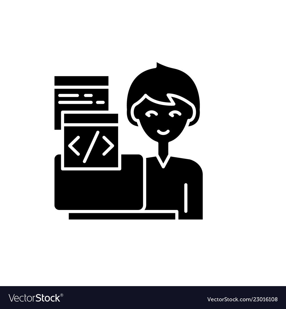 Programming black icon sign on isolated vector image Programming black icon sign on isolated