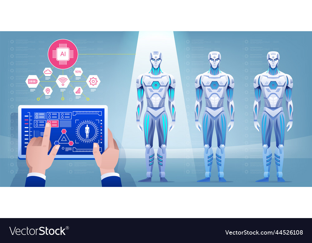 Robot assembly line Vector Image Robot assembly line