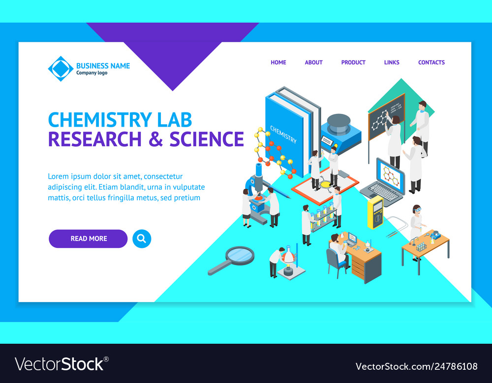 Science chemical pharmaceutical 3d landing web vector image Science chemical pharmaceutical 3d landing web