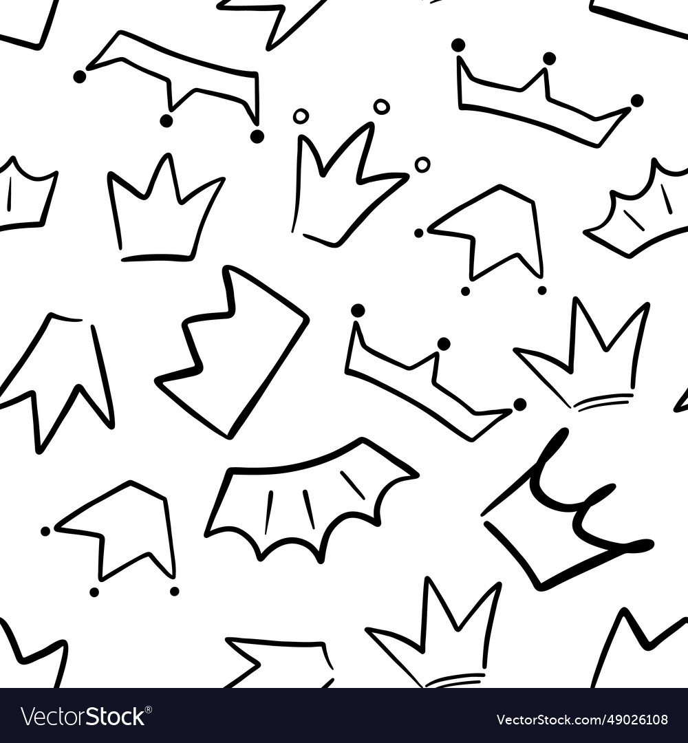 Seamless pattern with different crowns and tiaras