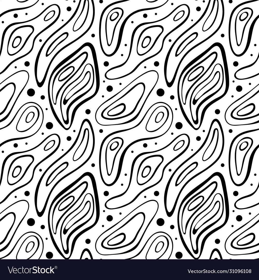Seamless pattern with drips waves and dots
