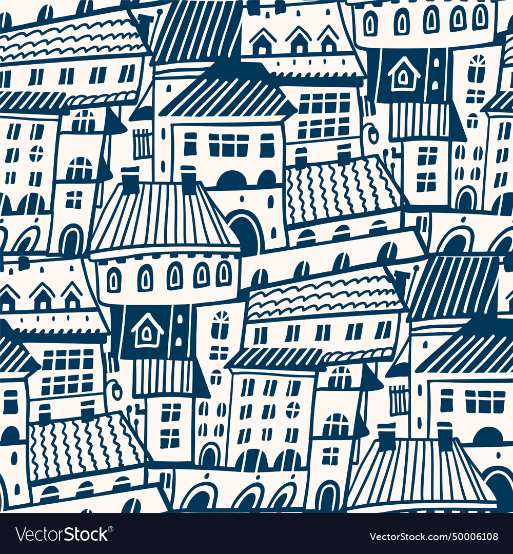 Seamless pattern with town housesxa