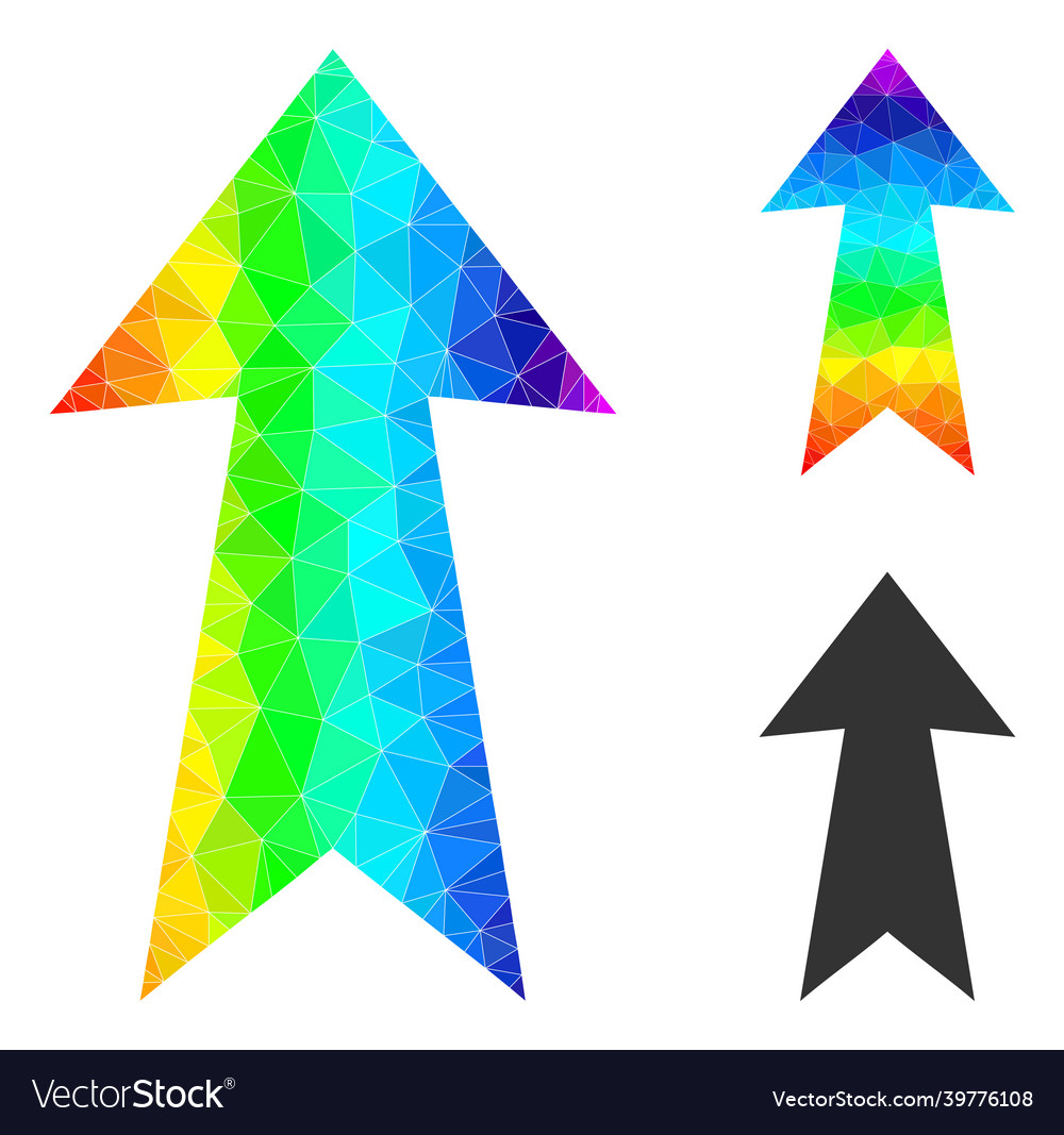 Triangle filled arrow up icon with spectrum vector image Triangle filled arrow up icon with spectrum