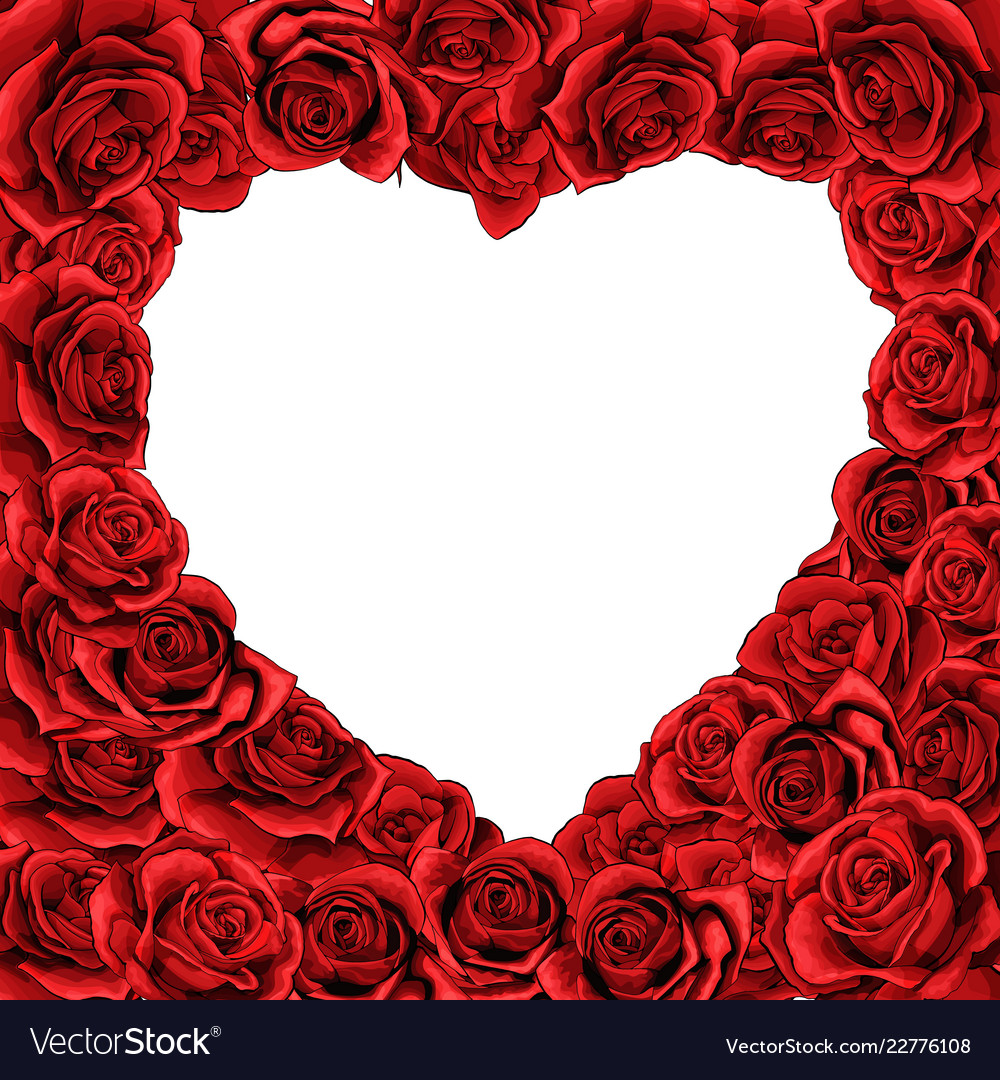 Valentines day red roses heart inverted isolated Vector Image