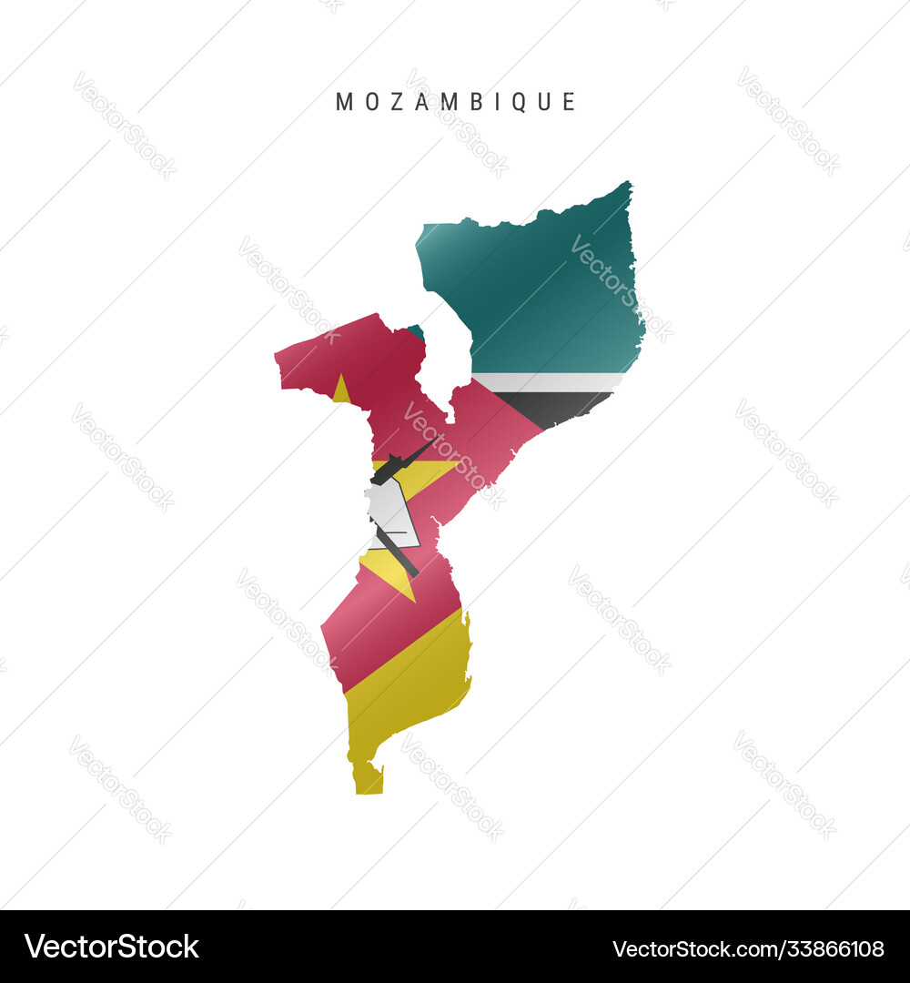 Waving Flag Map Mozambique Royalty Free Vector Image