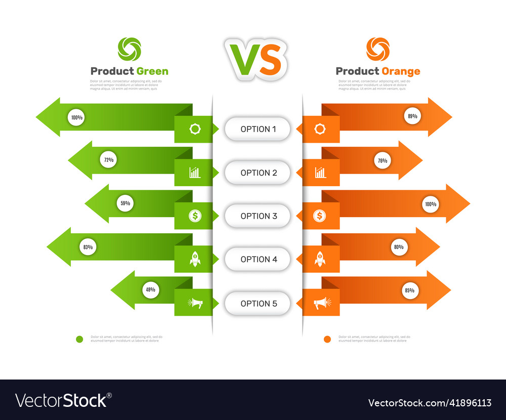 Comparison chart infographic table with compare