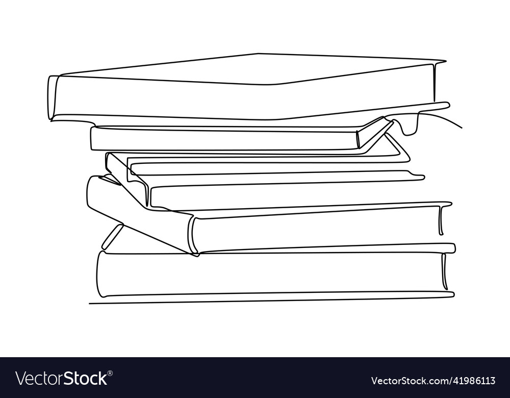 Continuous one line drawing of a stack books