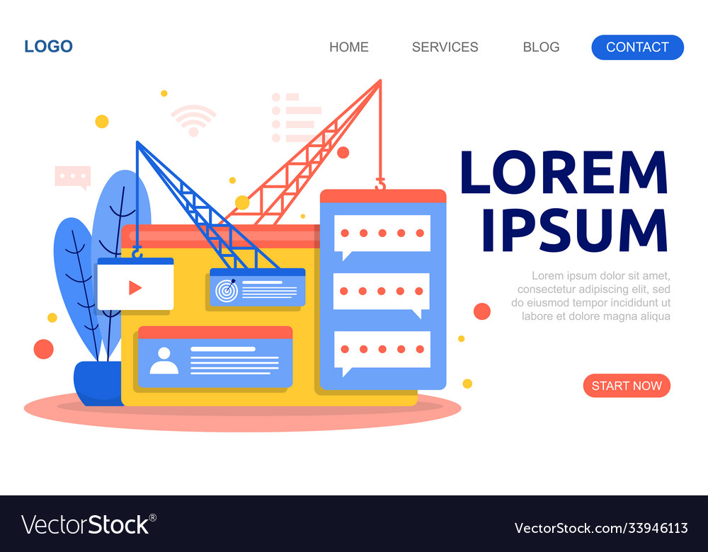 Create build website design web page project Vector Image Create build website design web page project
