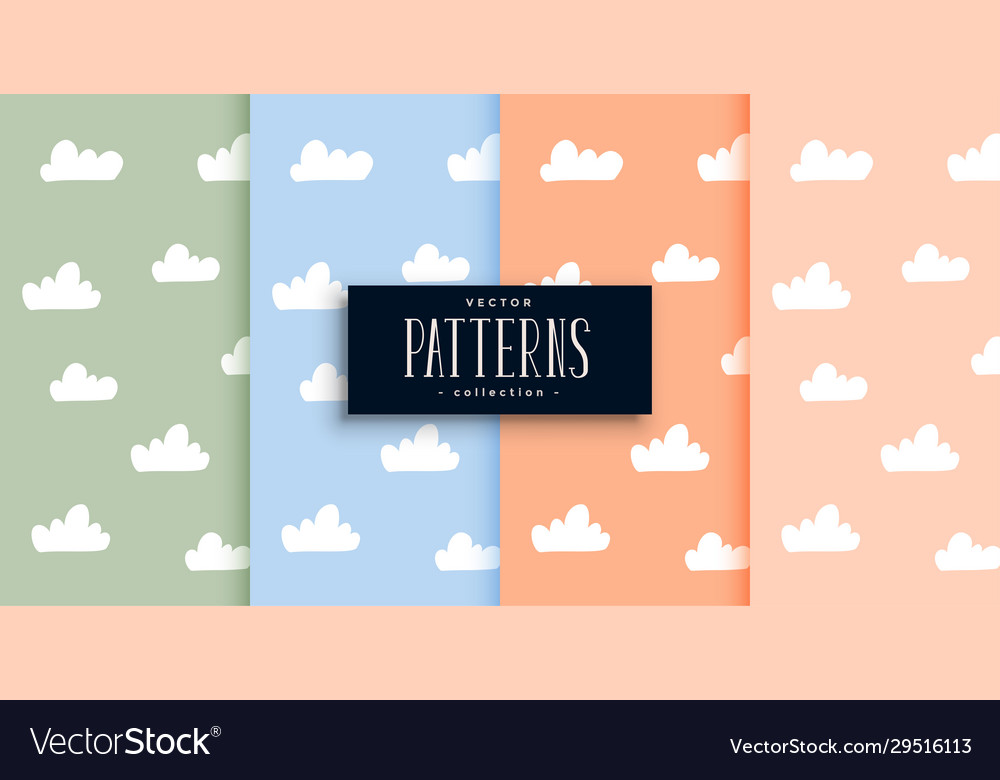 Cute clouds pattern set in pastel colors