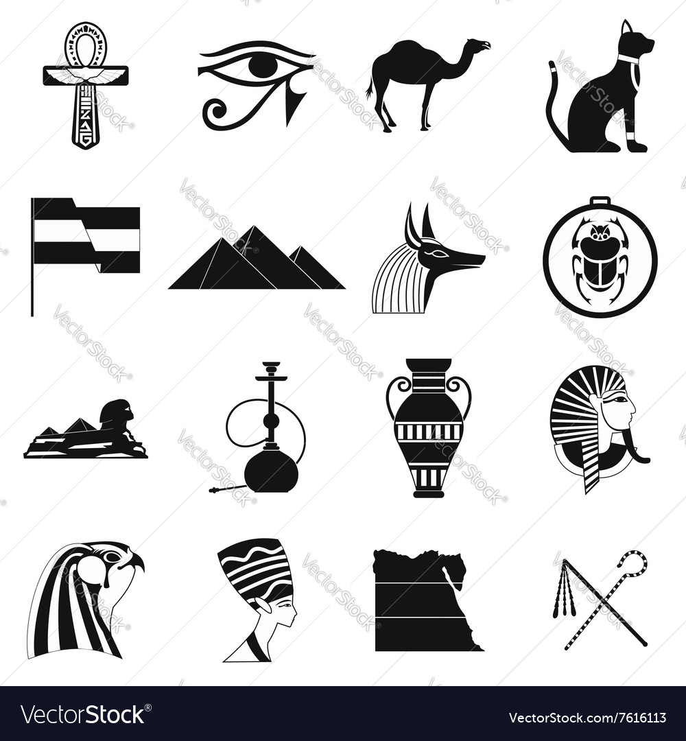 Egypt icons black Royalty Free Vector Image - VectorStock