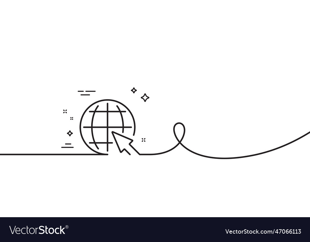 Globe with mouse cursor line icon world sign vector image Globe with mouse cursor line icon world sign