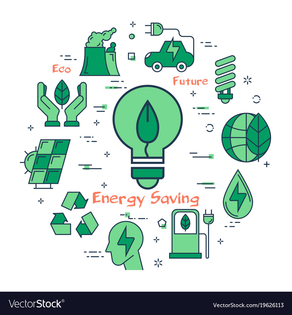 Green Eco Energy Saving Bulb Royalty Free Vector Image