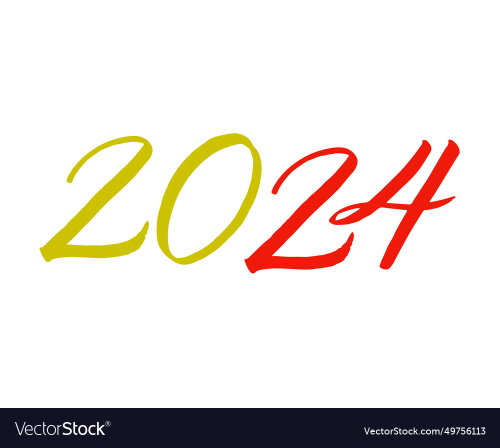 Happy new year 2024 abstract orange and green Vector Image