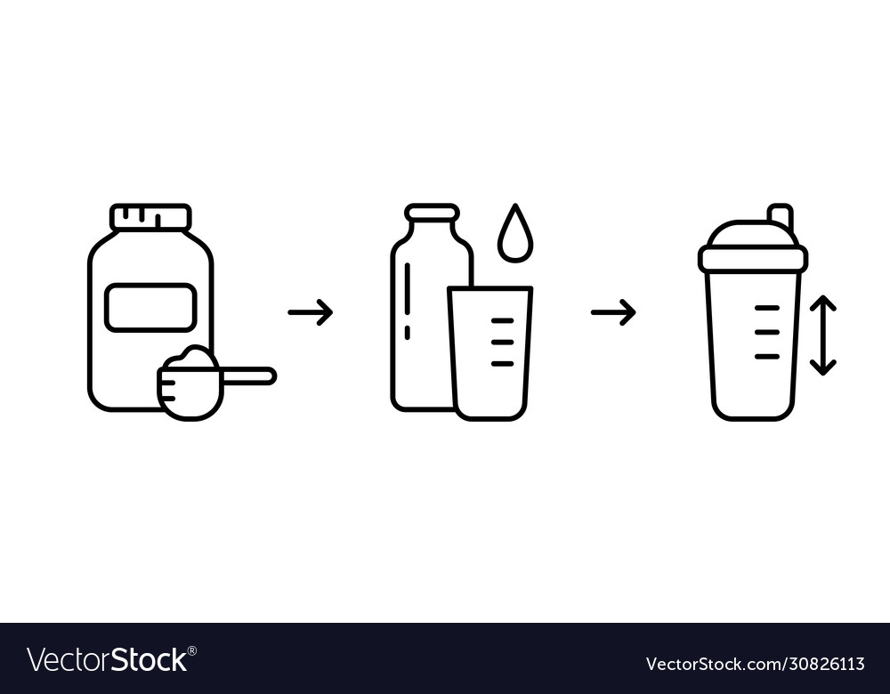 Instruction for making protein whey shake three Vector Image
