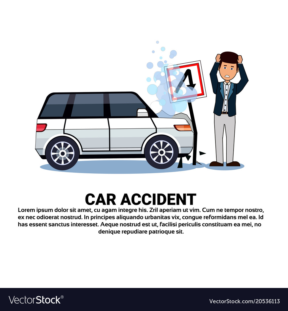 Man with broken car over background copy