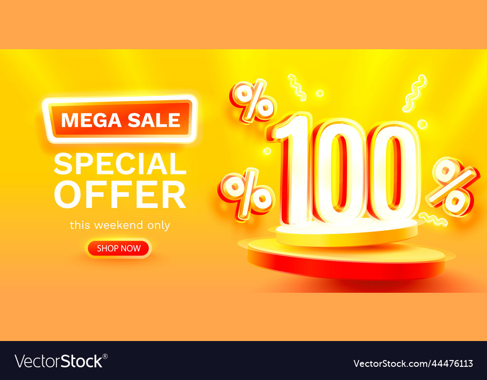 Mega sale special offer neon 100 off banner