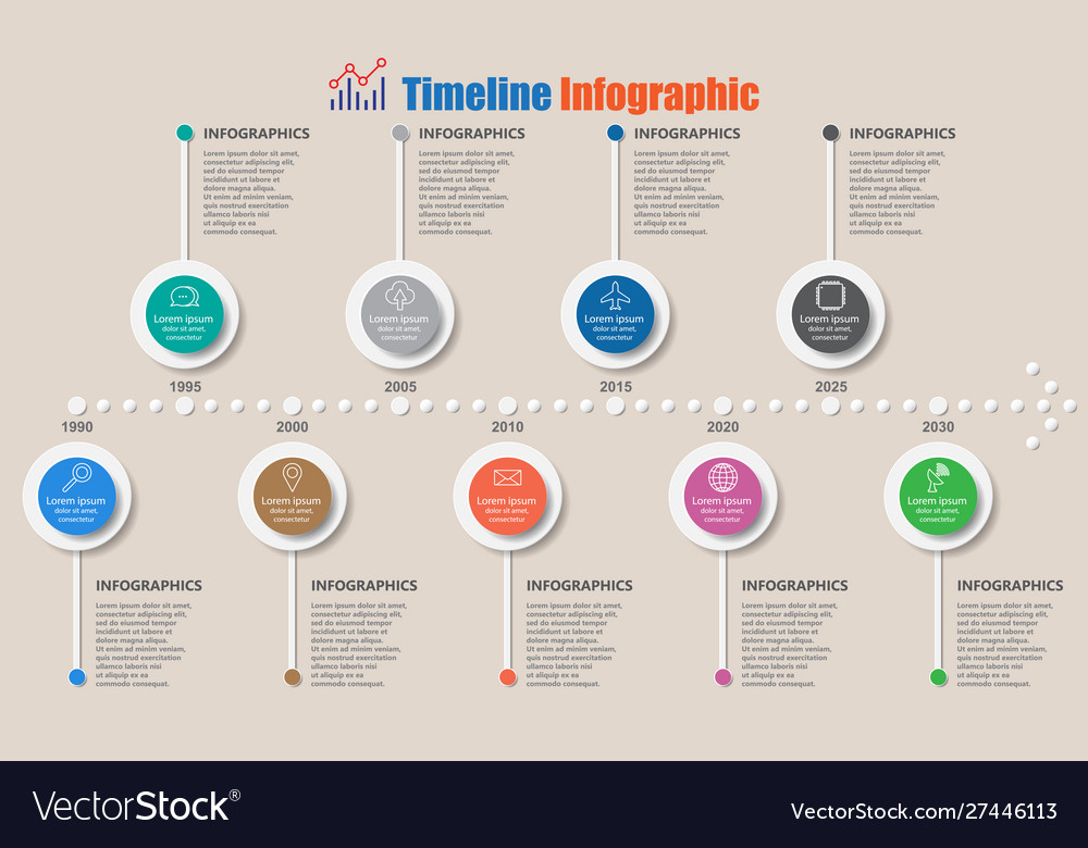 Modern timeline infographic with 9 steps circle Vector Image