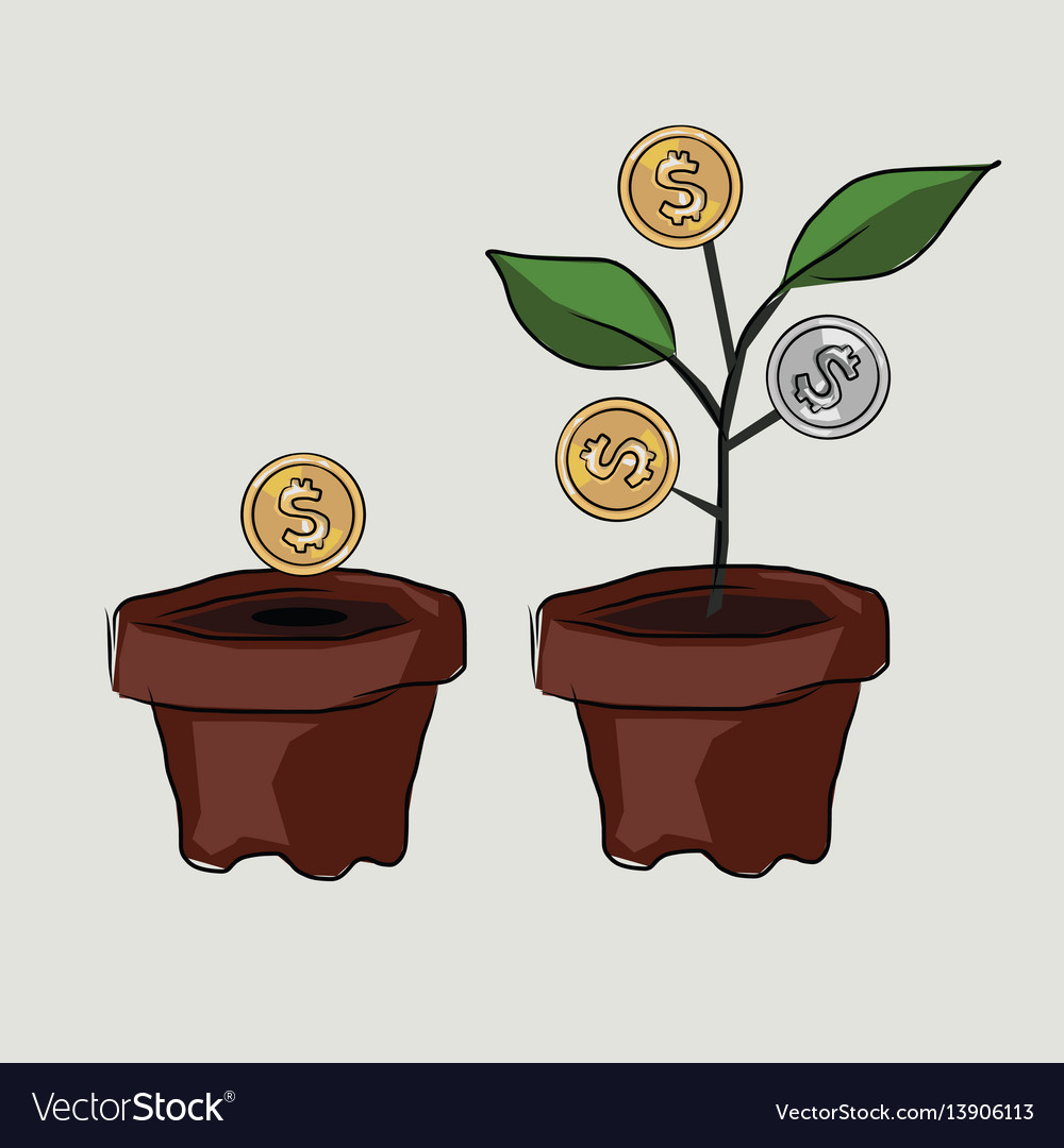 Money investment coin plant create tree