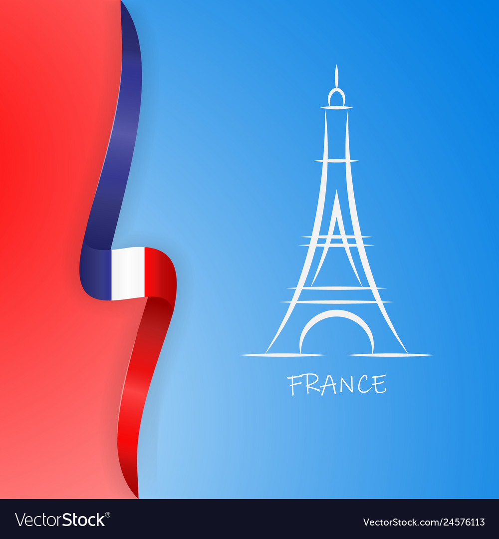 Paris eiffel tower with flag