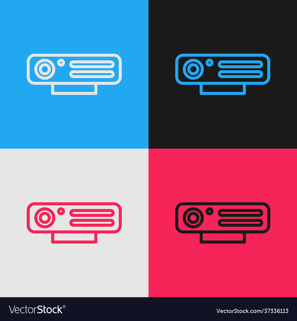 Pop art line web camera icon isolated on color vector image Pop art line web camera icon isolated on color