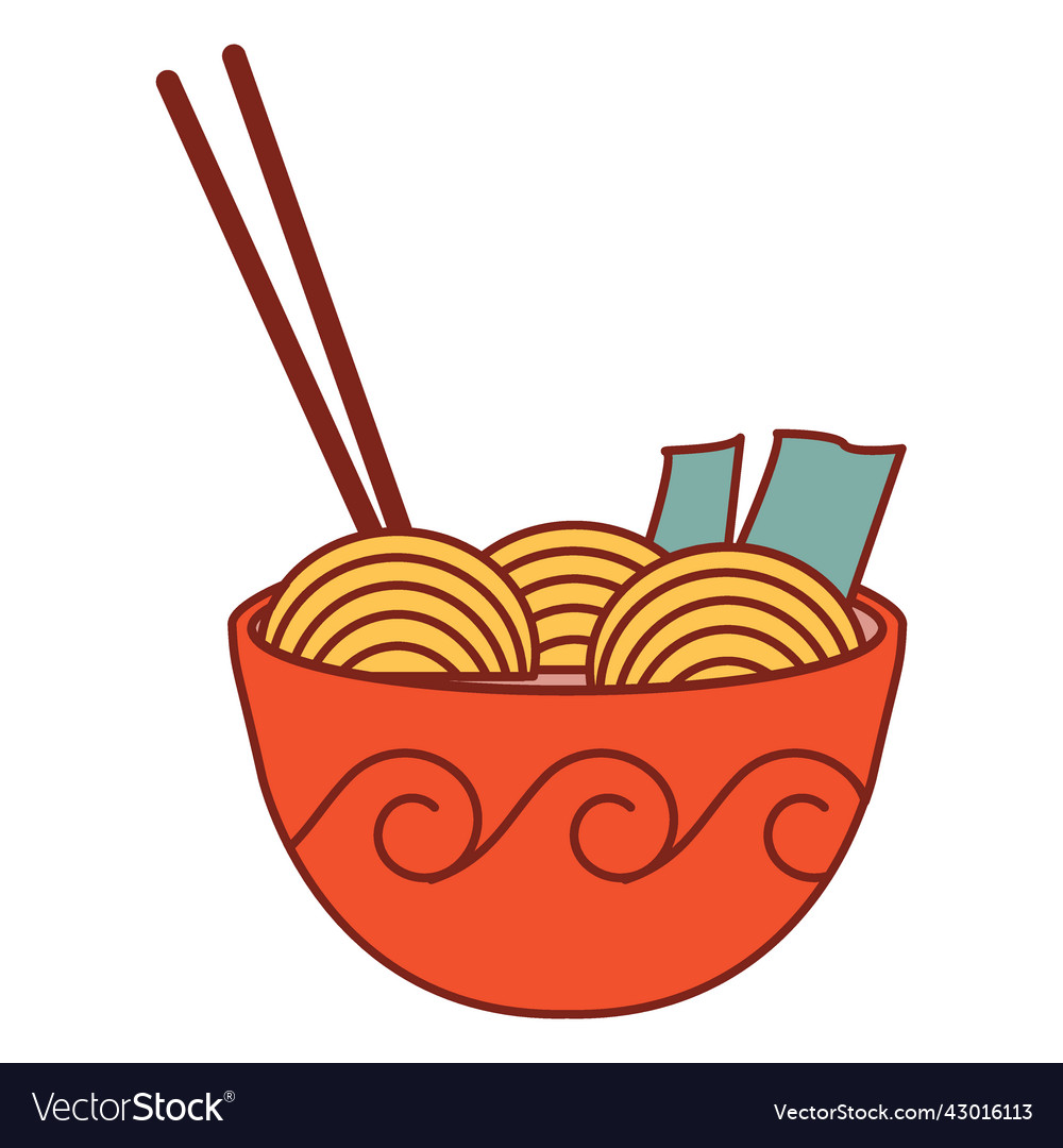 Ramen asian food red bowl Royalty Free Vector Image