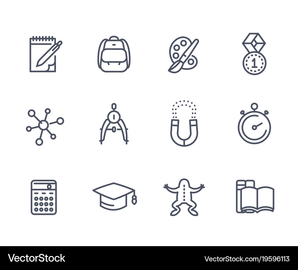 School education line icons on white Royalty Free Vector
