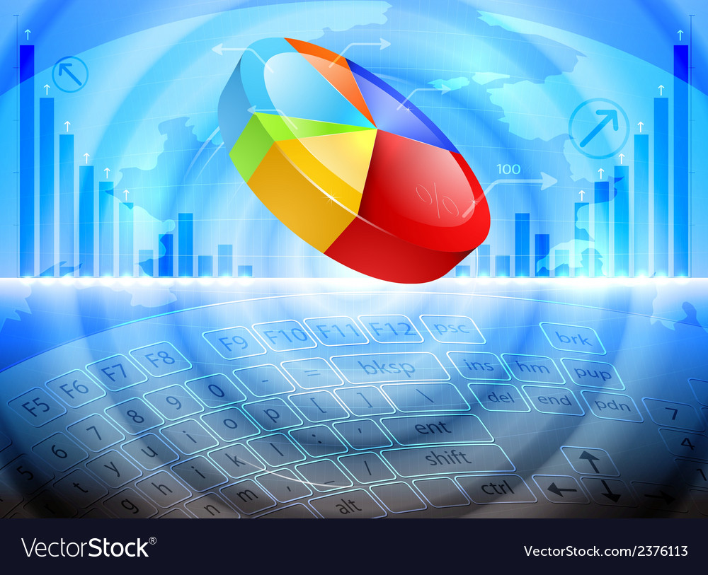 Screen keyboard with pie chart business background