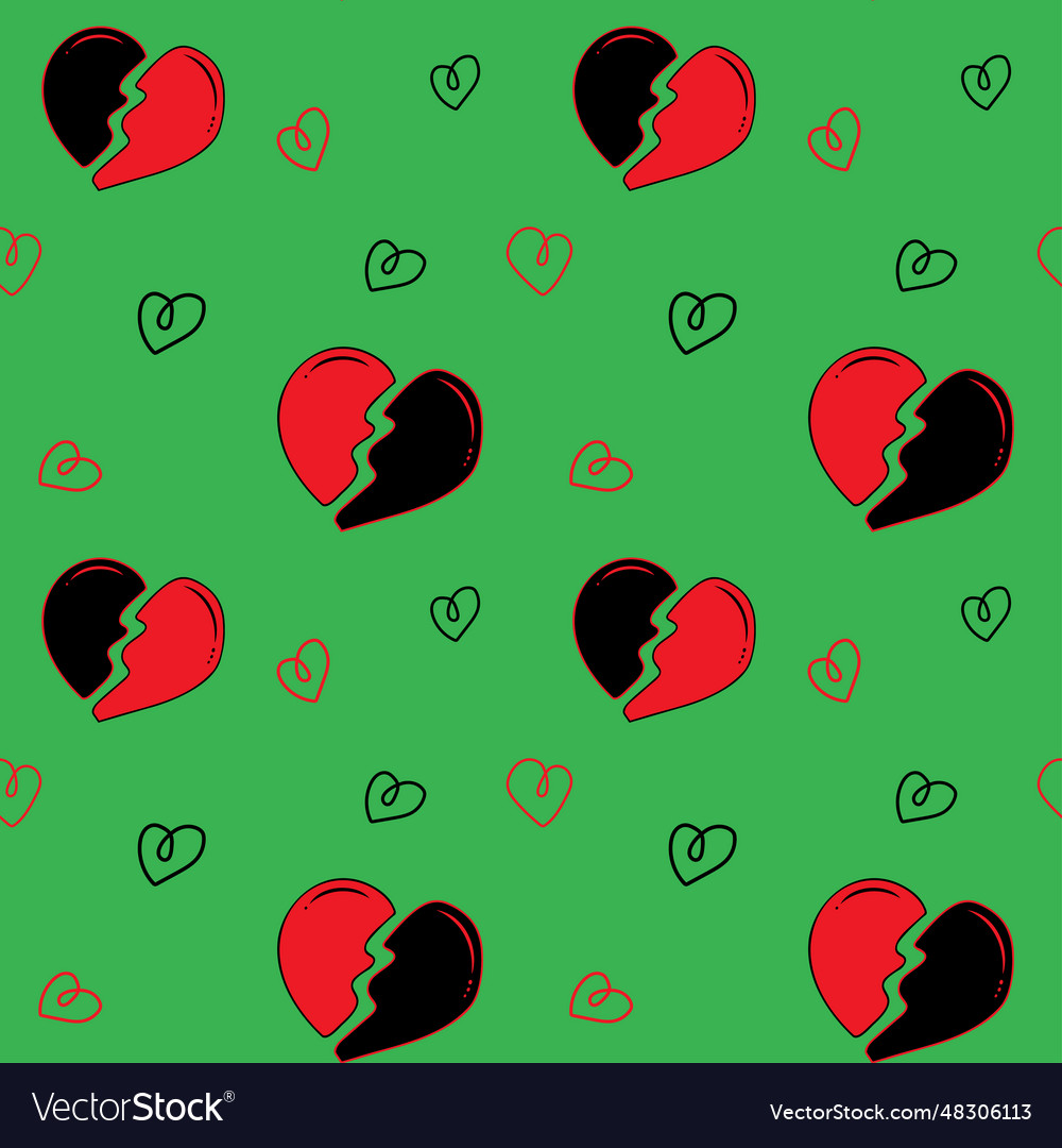 Seamless pattern with broken hearts and small Vector Image Seamless pattern with broken hearts and small