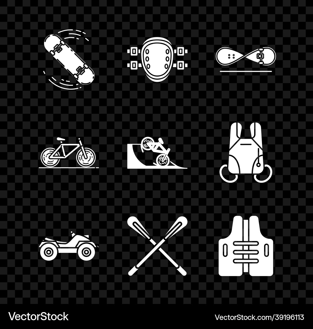 Set skateboard trick knee pads all terrain Vector Image