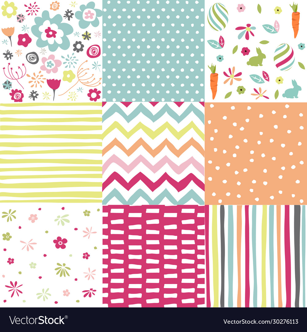 Spring Easter Patterns - Seamless Backgrounds