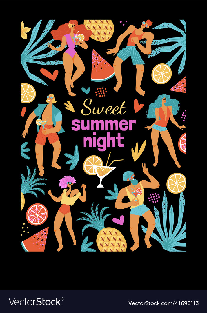 Sweet summer night beach party invitation flyer vector image Sweet summer night beach party invitation flyer