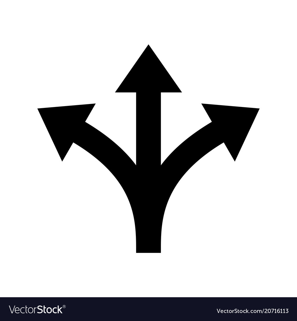 Three Way Direction Arrow Sign Royalty Free Vector Image