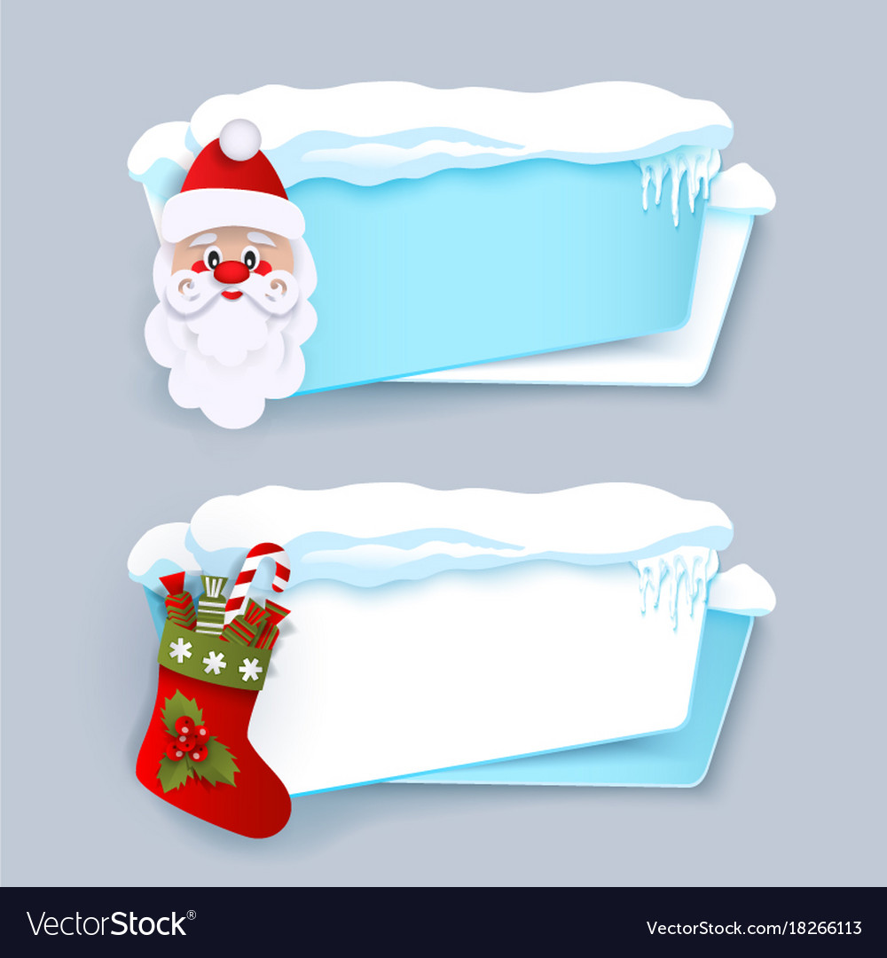 Winterbanner mit santa Klausel Weihnachtsstiefel