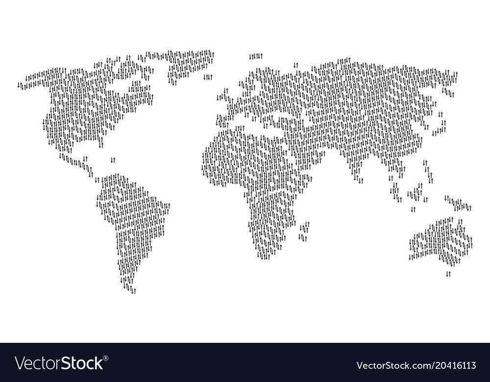 World map pattern of exchange arrows icons