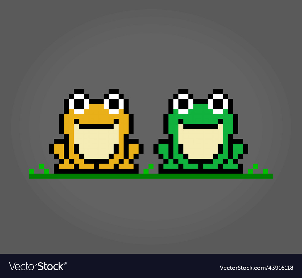 8 bit pixel frog animals Royalty Free Vector Image