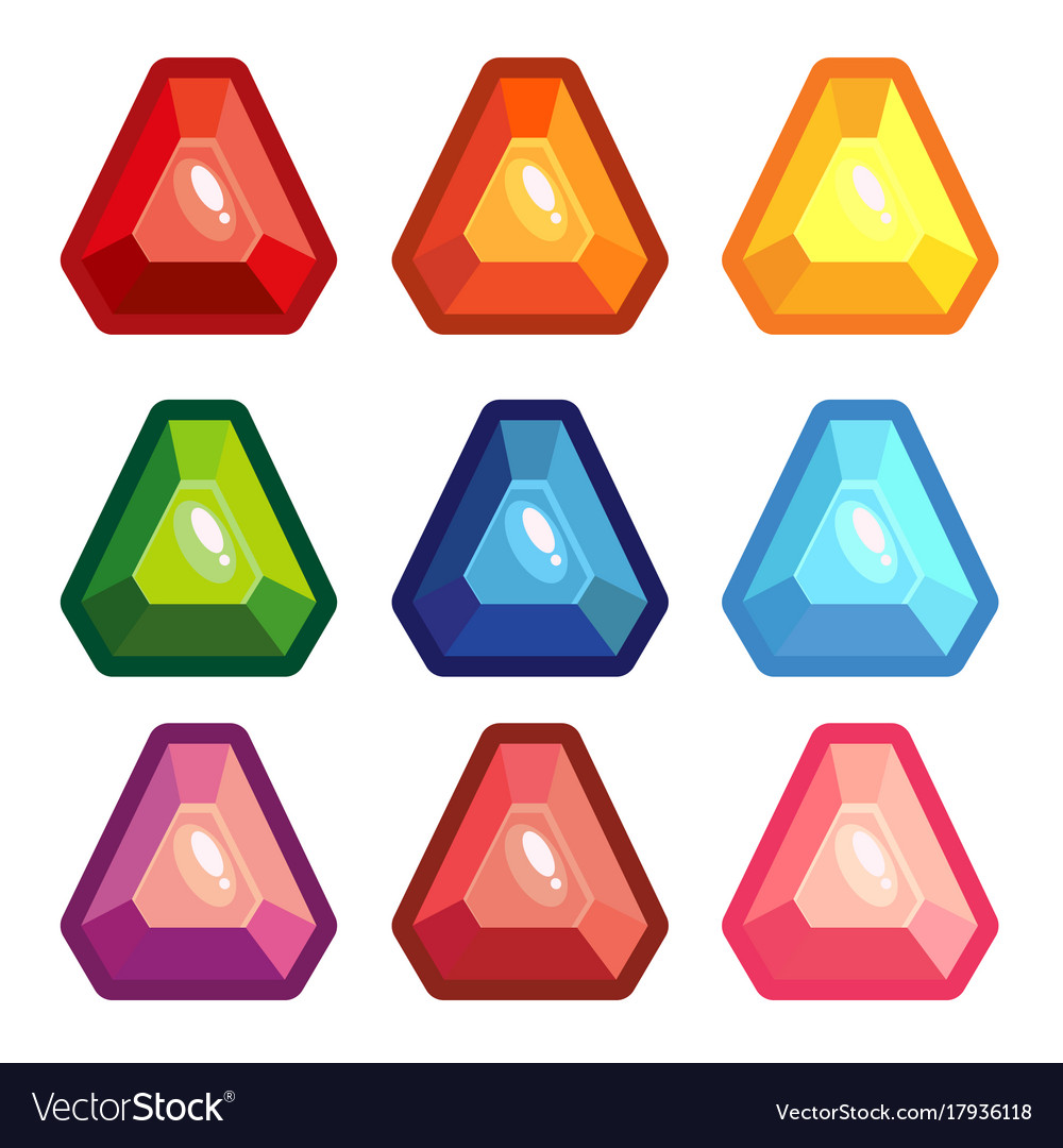 A set colored triangle gems Royalty Free Vector Image