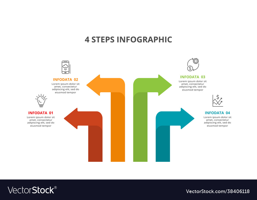 Abstract arrows graph diagram with 4 steps