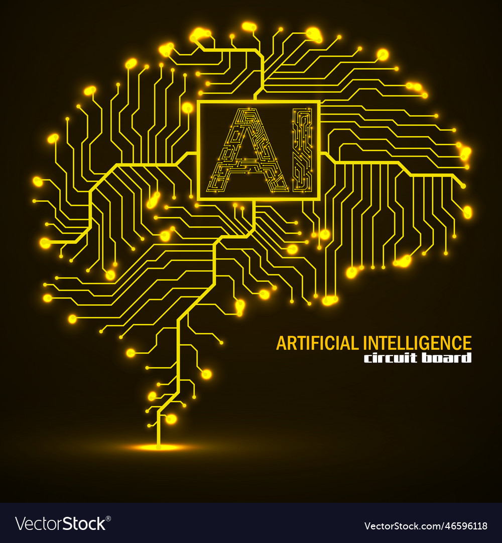 Abstract technological brain with artificial