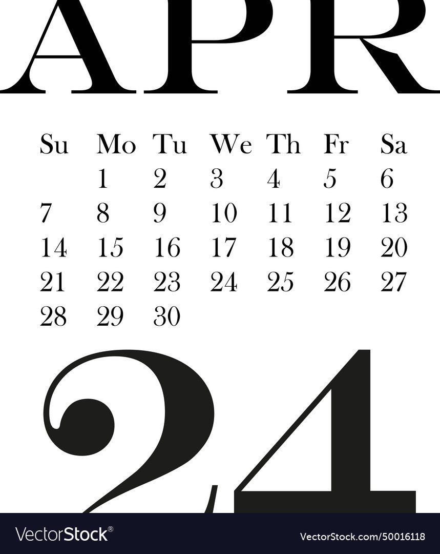 Apr calendar Royalty Free Vector Image - VectorStock