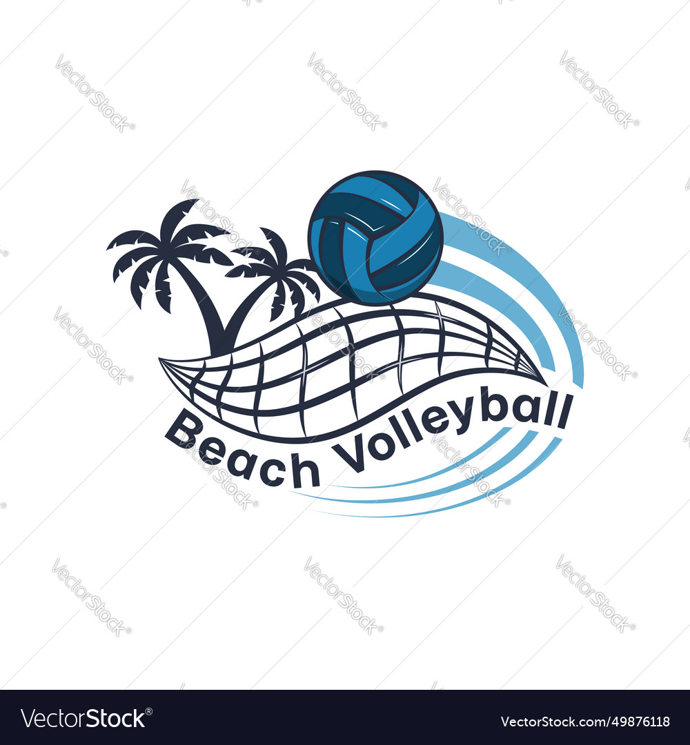 Beach volleyball emblem logo design Royalty Free Vector