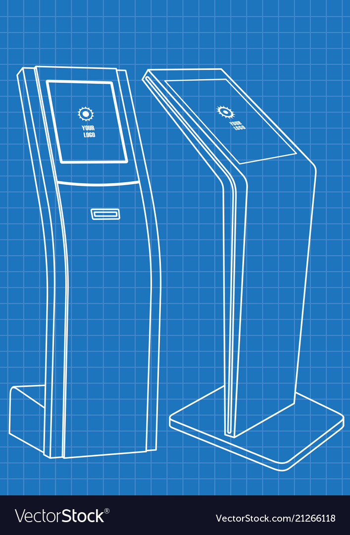 Blueprint of two interactive information kiosk vector image Blueprint of two interactive information kiosk