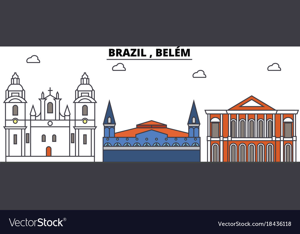 Brazil belem outline skyline brazilian flat Vector Image