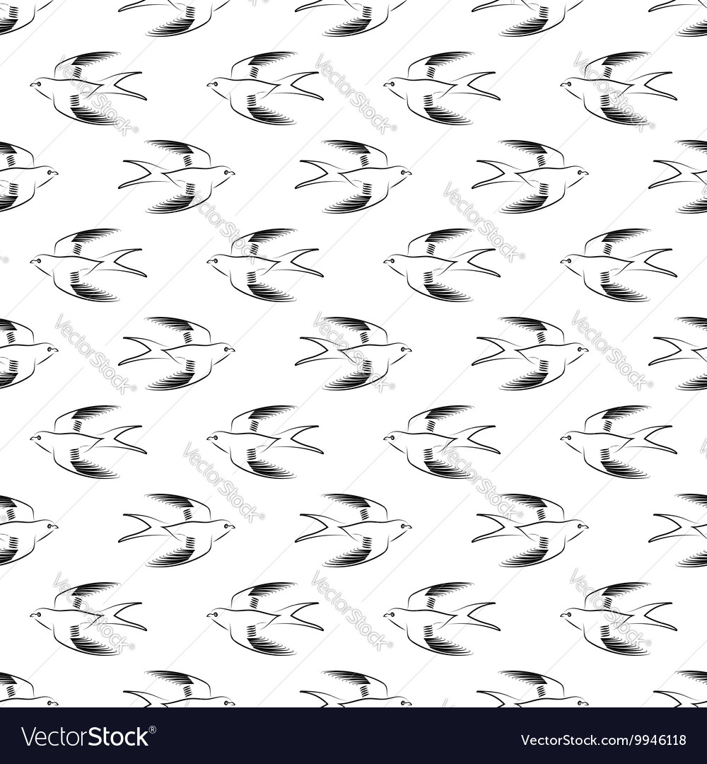 Flying swallow bird seamless pattern
