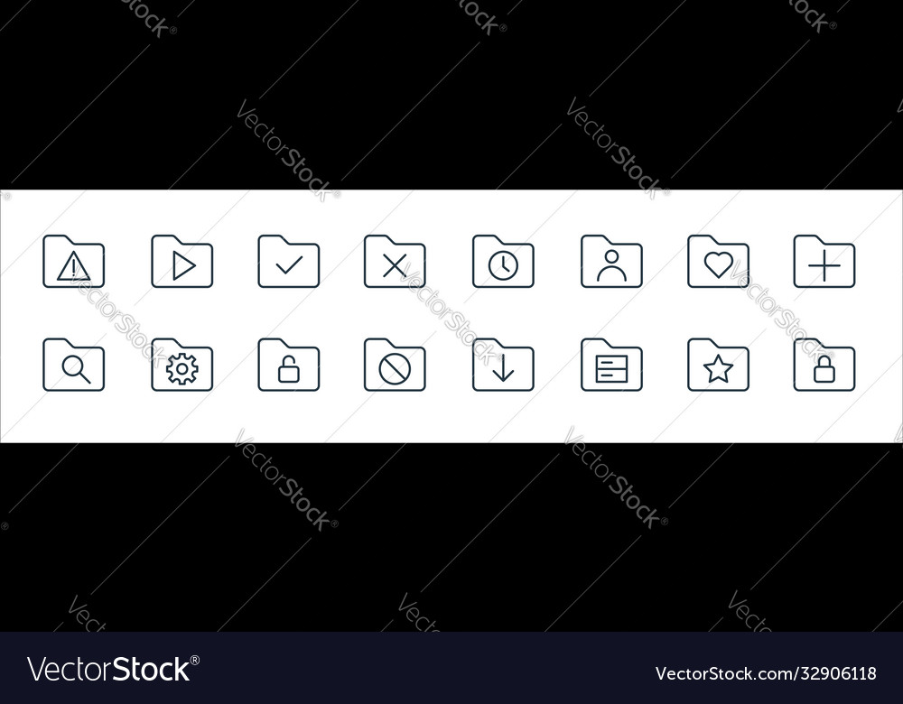 Folder line icons linear set quality vector image Folder line icons linear set quality