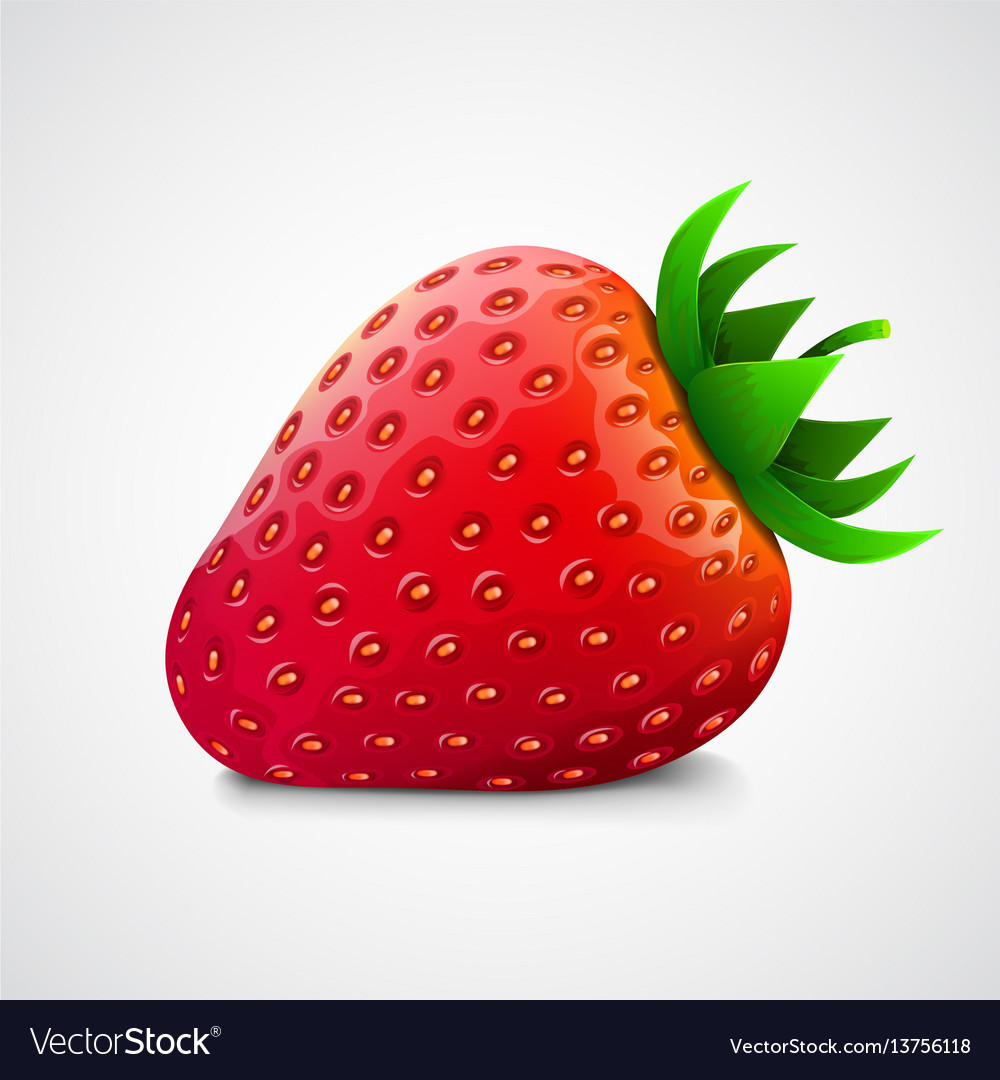 Fresh realistic strawberry isolated on white