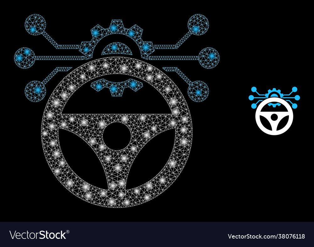 Glossy net car autopilot scheme with glare spots vector image Glossy net car autopilot scheme with glare spots