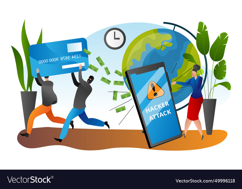 Hacker attack crime in internet vector image Hacker attack crime in internet