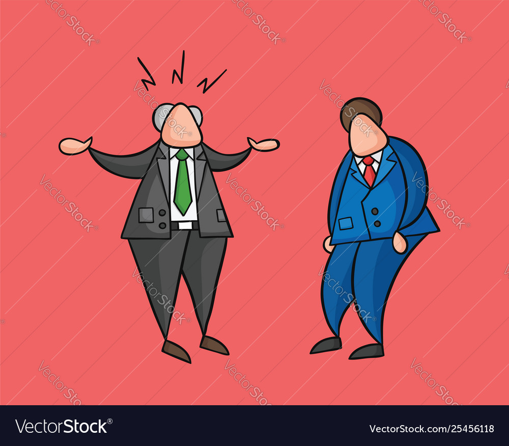 Hand-drawn Angry Boss With Businessman Worker Vector Image