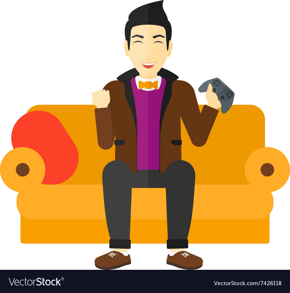 Man playing video game