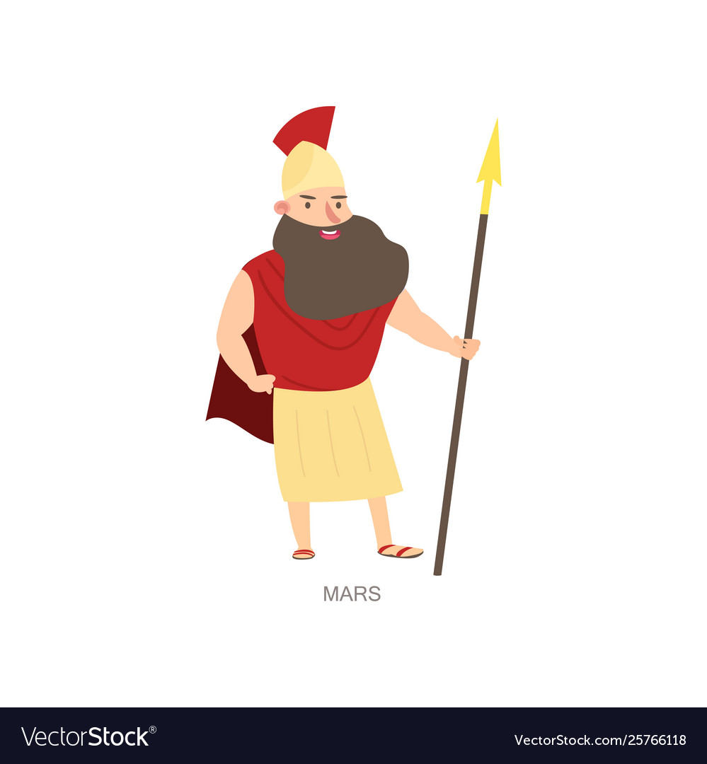 Mars mythology ancient god with gold spear and Vector Image